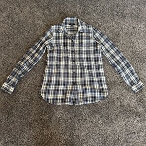 Madewell Women’s Blue & White Plaid Flannel Shirt- Size M